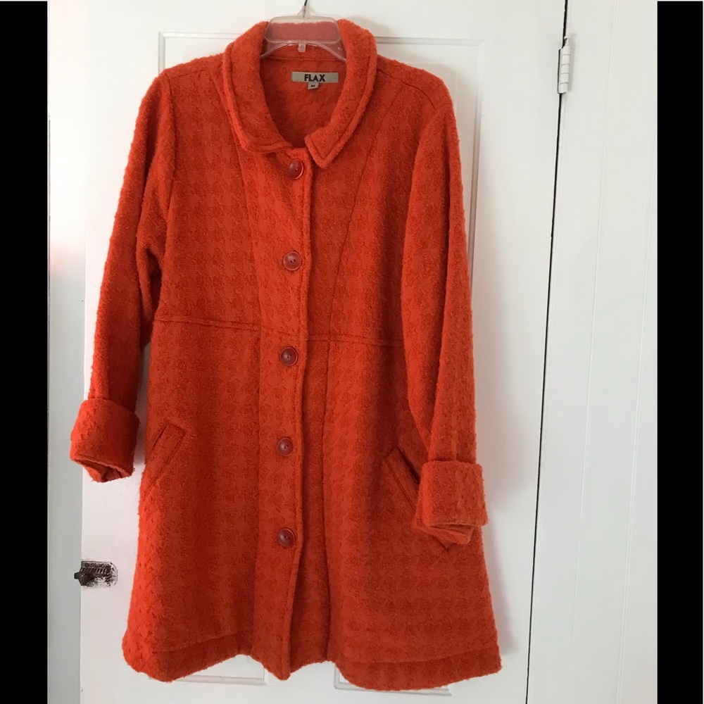 FLAX A-Line Wool Blend Coat in Clementine Orange